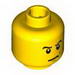Minifig Head Dual Sided - Sunglasses, Headset, Angry Eyebrows / Scowl, White Pupils Print [Blocked Open Stud]