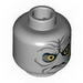 Minifig Head Male Angry Black Eyebrows, Yellow Eyes with Black Circles, Wrinkles Print [Blocked Open Stud]
