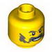 Minifig Head Moustache Handlebar and Sideburns Dark Bluish Gray, White Pupils, Teeth Print [Blocked Open Stud]