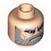 Minifig Head Beard Gray with Gray Eyebrows, Downturned Mouth, Deeply Furrowed Brow Print (Dooku Clone Wars) [Blocked Open Stud]