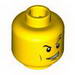 Minifig Head Dual Sided Power Miner Thin Eyebrows, Determined / Open Mouth Grin with Teeth Print [Blocked Open Stud]