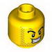 Minifig Head Dual Sided Power Miner Thick Eyebrows and Stubble, Evil Grin / Surprised Print [Blocked Open Stud]