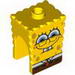 Minifig Head Modified SpongeBob SquarePants with Half-Open Eyes Print