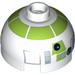 Brick Round 2 x 2 Dome Top with Silver and Lime Print (R7-A7)