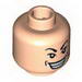 Minifig Head Male Arched Eyebrows, White Pupils, Wide Grin with Dimples Print [Blocked Open Stud]