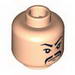 Minifig Head Moustache Fu Manchu, White Pupils and Scowl Print [Blocked Open Stud]