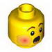 Minifig Head Rosy Cheeks, Open Mouth, Brown Eyebrows Print (Caroler) [Blocked Open Stud]