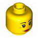 Набор LEGO Minifig Head Dual Sided Female with Red Lips, Crow's Feet and Beauty Mark, Annoyed / Smiling Print [Hollow Stud], Желтый