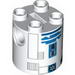 Brick Round 2 x 2 x 2 Robot Body with Blue Lines and Blue Print (R2-D2 Clone Wars)