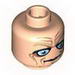 Minifig Head Male Blue Eyes, Deep Brown Wrinkles Print [Blocked Open Stud]