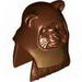Minifig Head Modified Ewok with Tan Hood with Dark Orange Feathers Print