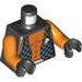 Torso Alien with Orange Skin and Black Open Vest with Alien Head Print / Orange Arms / Black Hands
