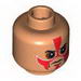 Minifig Head Face Paint with Red Paint and Sunken Eyes Print [Blocked Open Stud]