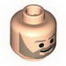 Minifig Head Beard with Brown Trim Beard (angular below mouth), Eyebrows and Smile Print (Crix Madine) [Blocked Open Stud]