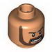 Minifig Head Beard Gray with White Pupils and Grin with Teeth Print [Blocked Open Stud]