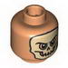 Minifig Head Dual Sided Skull Mask / Arched Eyebrows and White Pupils Print [Blocked Open Stud]