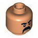 Minifig Head Moustache Black Fu Manchu with Thick Black Eyebrows Print [Blocked Open Stud]