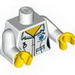 Torso with White Nurse Shirt with Open Collar and Fob Watch Print / White Arms / Yellow Hands