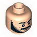 Minifig Head Dual Sided Black Beard, Bushy Eyebrows, Grin / Worried Print [Blocked Open Stud]