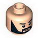 Minifig Head Beard Black Full, Thick Black Eyebrows, White Pupils Print [Blocked Open Stud]