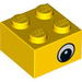 Brick 2 x 2 with Eye with White Print on Two Sides, White Circle in Pupil, Offset
