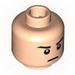 Minifig Head Male - Black Eyebrows, White Pupils and Orange Chin Dimple Print [Blocked Open Stud]