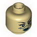 Minifig Head Female SW Barriss Offee, Blue Lips, Blue Tattoo Print [Blocked Open Stud]