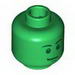 Minifig Head Male Stern Black Eyebrows, Green Pupils and Chin Dimple Print [Blocked Open Stud]