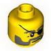 Minifig Head Dual Sided Eyepatch and Gray Beard Closed Mouth / Open Mouth Scared Print [Blocked Open Stud]