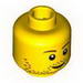 Minifig Head Dual Sided Stubble Smile / Crinkled Mouth and Inverted Eyebrows Print [Blocked Open Stud]