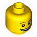 Minifig Head Dual Sided Thin Eyebrows, Open Smile / Surprised Print [Blocked Open Stud]