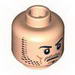 Minifig Head Beard Stubble, Black Eyebrows, Frown, White Pupils Print [Blocked Open Stud]