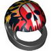 Minifig Helmet Standard with Flames and Red Skull with White Stripes Print