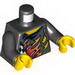 Torso World Racers - Checkered Print with Flames on Front, Flames and Red Skull with White Stripes on Back / Black Arms / Yellow Hands