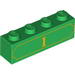 Brick 1 x 4 with Yellow '1' and Fancy Outline Print