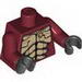 Torso Alien with Muscles Outline and Gold Skull Print / Dark Red Arms / Black Hands