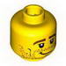 Minifig Head Male Brown Stubble, Brown Eyebrows, Crooked Smile and Cheek Lines Print [Blocked Open Stud]
