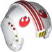 Minifig Helmet SW Rebel Pilot with Red Rebel Logo, Stripes and Side Print