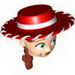 Набор LEGO Minifig Head Modified Female with Red Hat and Ponytail, Dirt Stains Print (Jessie), Light Flesh