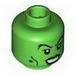 Minifig Head Dark Green Lips and Warts, Black Cheek Lines and Female Eyelashes Print [Blocked Open Stud]