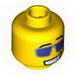 Minifig Head Glasses with Purple Sunglasses with Silver Frames, Grin Print [Blocked Open Stud]