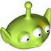 Minifig Head Modified Toy Story Alien with Antenna and Three Eyes, Yellow Spill on Forehead Print