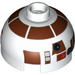 Brick, Round 2 x 2 Dome Top with Reddish Brown Print (R7-D4)