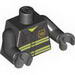 Torso Fire Uniform Badge and Stripes Print with Radio / Black Arms / Dark Bluish Gray Hands