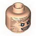 Minifig Head Dual Sided HP Werewolf Fur with Grim Face / Bared Teeth Print [Blocked Open Stud]
