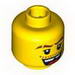 Minifig Head Male Thick Brown Eyebrows with Scar, Open Mouth with Missing Tooth, White Pupils Print [Blocked Open Stud]
