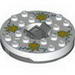 Turntable 6 x 6 Round Dark Bluish Gray Base with White Top with Yellow Faces on Blue Print (Ninjago Spinner)