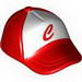 Minifig Cap, Curved Bill with Seams and Button on Top and Red 'C' Print