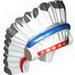 Minifig Headdress Indian with Colored Feathers, Gold Dots on Red and Black Hair on Back Print