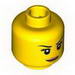 Minifig Head Female with Pink Lips, Eyelashes and White Pupils Print [Blocked Open Stud]